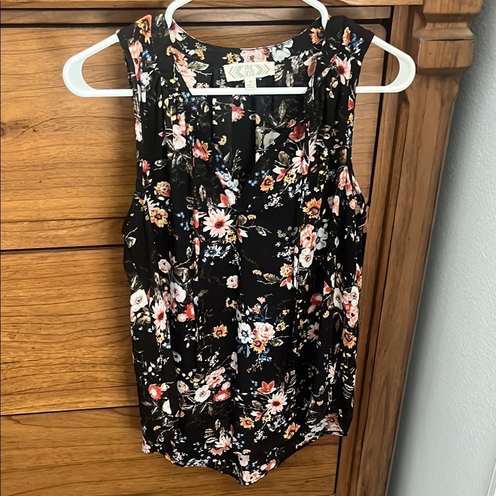 Pink Rose Floral Tank Top